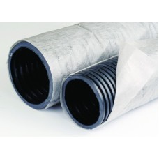 Двустенная труба ПНД гибкая дренажная д.125мм с геофильтром, SN6, перфорация 360 град., в бухте 40м, цвет черный