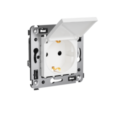 Розетка с крышкой в стену, 2P+E, с з/ш, "Avanti", "Белое облако"