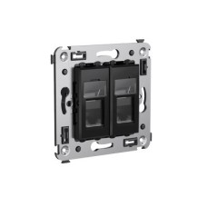 Компьютерная розетка RJ-45 в стену, кат.5e двойная, "Avanti", "Черный квадрат"