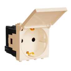 Розетка с крышкой модульная, 2P+E, с з/ш, "Avanti", "Ванильная дымка", 2 модуля