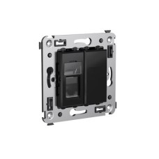 Телефонная розетка RJ-12 в стену одинарная, "Avanti", "Черный квадрат"