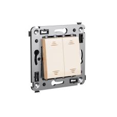 Выключатель двухклавишный в стену, "Avanti", "Ванильная дымка"