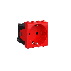 Розетка модульная, 2P+E, с з/ш, "Avanti", "Красный квадрат", 2 модуля