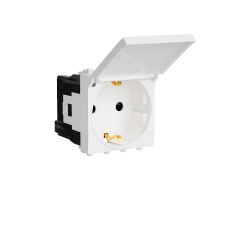 Розетка с крышкой модульная, 2P+E, с з/ш, "Avanti", "Белое облако", 2 модуля