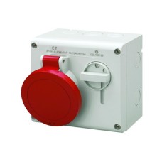 Розетка настенная с механической блокировкой и верхним расположением разъема IP44 16А 2P+E 230В