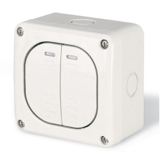 Выключатель однополюсный, двухклавишный, настенный