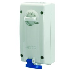 Розетка настенная с механической блокировкой и боковым расположением разъема IP44 16А 3P+E 400В
