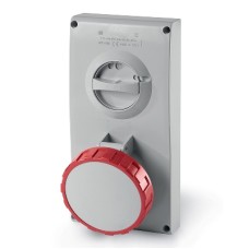 Розетка с механической блокировкой и верхним размещением разъема. 63А, 3P+E