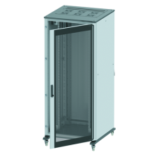 Напольный шкаф 42U 800х1000 двери стекло/сплошная, укомплектован вводом и заглушками RAL7011/7035