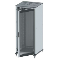 Напольный шкаф 42U 600х600 двери стекло/сплошная, укомплектован вводом и заглушками RAL7011/7035