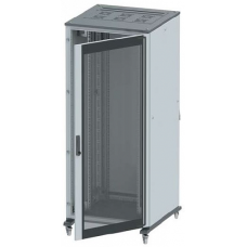 Напольный шкаф 47U 600х600 двери стекло/сплошная, укомплектован вводом и заглушками RAL7011/7035