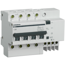 Диф.автомат АД14 4Р 32А 100мА GENERICA Диф.автомат АД14 4Р 32А 100мА GENERICA