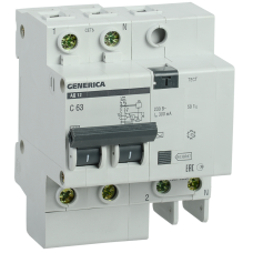 Диф.автомат АД12 2Р 63А 300мА GENERICA Диф.автомат АД12 2Р 63А 300мА GENERICA