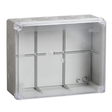 Коробка КМ41275 распаячная для о/п 240х195х90 мм IP44 (RAL7035, прозр. кр., кабельные вводы 5 шт)