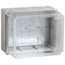Коробка КМ41348 распаячная для о/п 240х195х165 мм IP55 (RAL7035, монт. плата, кабельные вводы 5 шт)
