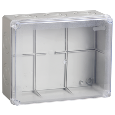 Коробка КМ41276 распаячная для о/п 240х195х90 мм IP55 (RAL7035, прозр. кр., кабельные вводы 5 шт)