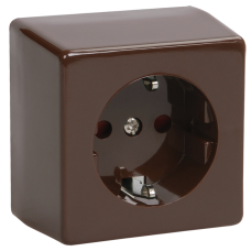 РС20-3-БК Розетка одноместная с з/к для открытой установки "БРИКС" цвет: коричневый РС20-3-БК Розетка одноместная с з/к для открытой установки "БРИКС" цвет: коричневый