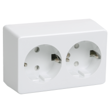 РС22-3-ББ Розетка двухместная с з/к для открытой установки "БРИКС" цвет: белый РС22-3-ББ Розетка двухместная с з/к для открытой установки "БРИКС" цвет: белый
