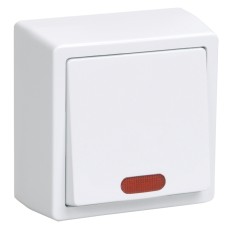 ВС20-1-1-ББ Выключатель одноклавишный со свет.инд. для открытой установки "БРИКС" цвет: белый ВС20-1-1-ББ Выключатель одноклавишный со свет.инд. для открытой установки "БРИКС" цвет: белый