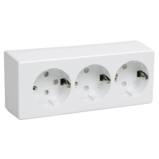 РС23-3-ББ Розетка трехместная с з/к для открытой установки "БРИКС" цвет: белый РС23-3-ББ Розетка трехместная с з/к для открытой установки "БРИКС" цвет: белый