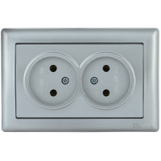 РС20-1-0-БС Розетка 2-ая без з/к 10А BOLERO серебряный IEK РС20-1-0-БС Розетка 2-ая без з/к 10А BOLERO серебряный IEK