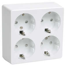 РС24-3-ББ Розетка четырехместн. с з/к для открытой установки "БРИКС" цвет: белый РС24-3-ББ Розетка четырехместн. с з/к для открытой установки "БРИКС" цвет: белый