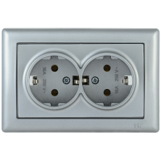 РС21-1-0-БС Розетка 2-ая с з/к 16А BOLERO серебряный IEK РС21-1-0-БС Розетка 2-ая с з/к 16А BOLERO серебряный IEK