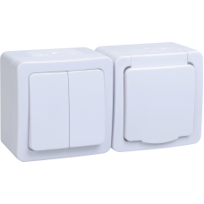 БГб-22-32-ГПБб блок "выкл 2кл + розетка 1м с з/к" о/у IP54 ГЕРМЕС PLUS (кл.бел/кр.бел) БГб-22-32-ГПБб блок "выкл 2кл + розетка 1м с з/к" о/у IP54 ГЕРМЕС PLUS (кл.бел/кр.бел)