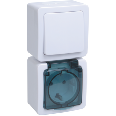 БВб-22-31-ГПБд блок "выкл 1кл + розетка 1м с з/к" о/у IP54 ГЕРМЕС PLUS (кл.бел./кр.дым) БВб-22-31-ГПБд блок "выкл 1кл + розетка 1м с з/к" о/у IP54 ГЕРМЕС PLUS (кл.бел./кр.дым)