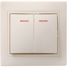 ВС10-2-1-ККм Выключатель 2кл с инд. 10А КВАРТА (кремовый) ВС10-2-1-ККм Выключатель 2кл с инд. 10А КВАРТА (кремовый)