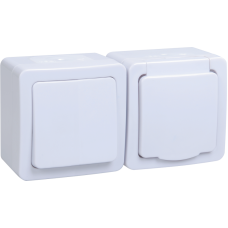 БГб-22-31-ГПБб блок "выкл 1кл + розетка 1м с з/к" о/у IP54 ГЕРМЕС PLUS (кл.бел/кр.бел) БГб-22-31-ГПБб блок "выкл 1кл + розетка 1м с з/к" о/у IP54 ГЕРМЕС PLUS (кл.бел/кр.бел)