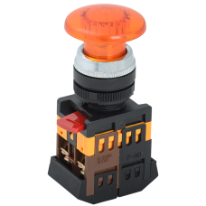 Кнопка AELA22 "Грибок" желтый d22мм неон/240В 1з+1р ИЭК Кнопка AELA22 "Грибок" желтый d22мм неон/240В 1з+1р ИЭК