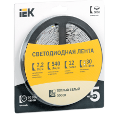 Лента LED 5м блистер LSR-3528W-WW120-9,6-IP20-12V IEK