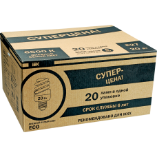 Лампа спираль КЭЛP-FS Е27 20Вт 4000К ЖКХПАК 20 шт IEK-eco