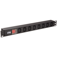 ITK PDU 7 розеток C13, с LED выкл, 1U, вх. C14, без шнура