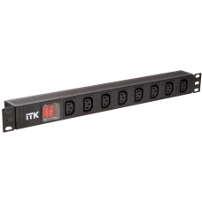 ITK PDU 8 розеток C13 с LED выкл,1U, шнур 2м вилка нем.ст