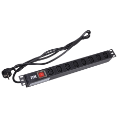 ITK PDU 7 розеток C13 с LED выкл,1U, шнур 2м вилка нем.ст